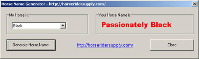 Click to view Horse Name Generator 1.2 screenshot